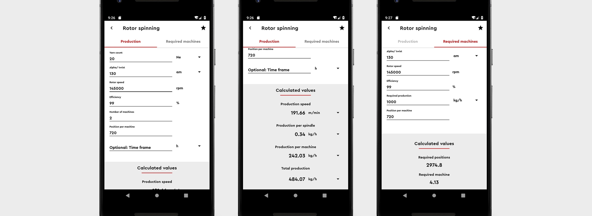 Textile Calculator App Saurer